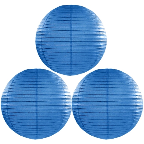 Set van 4x stuks luxe bol party lampionnen blauw 35 cm -