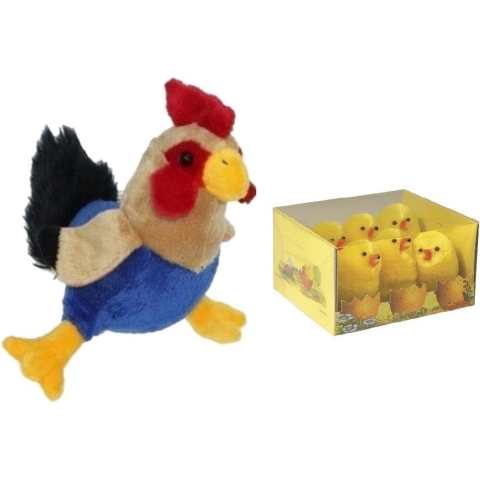Pluche kippen/hanen knuffel van 20 cm met 6x stuks mini kuikentjes 5 cm -