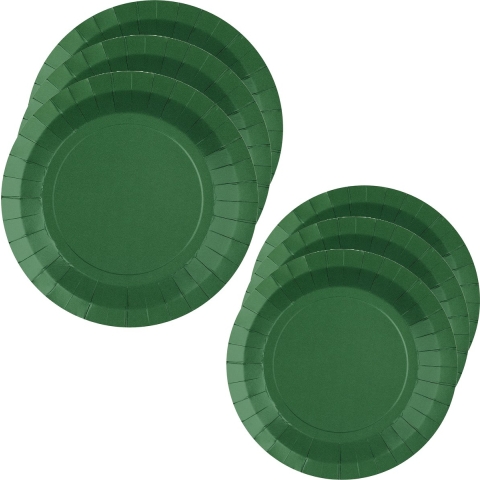 Feest/verjaardag bordjes set - 40x stuks - donker groen - 17 cm en 22 cm -