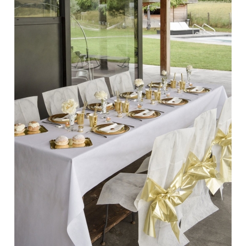 Feest tafelkleed op rol - 2x - wit - 120 cm x 10 m - non woven polyester -