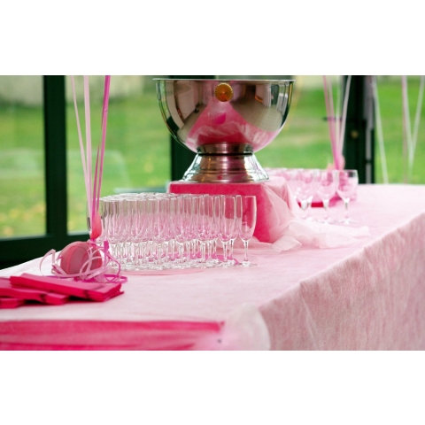 Feest tafelkleed op rol - 2x - roze - 120 cm x 10 m - non woven polyester -
