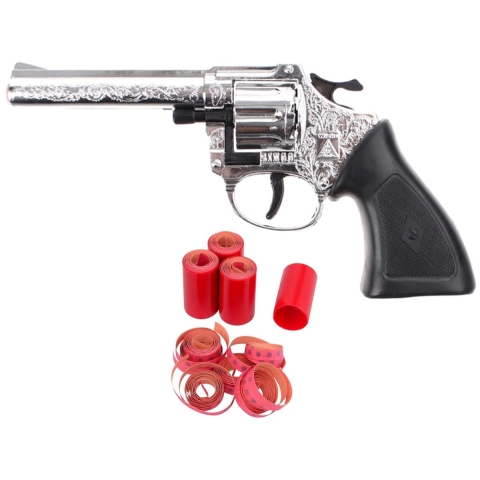 Cowboy speelgoed revolver/pistool - kunststof - 100 schots plaffertjes - 2400 shots in de set -