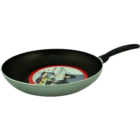 Koekenpan/hapjespan - Alle warmtebronnen geschikt - anti-aanbaklaag - zilver - dia 30 cm -