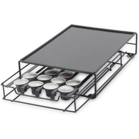 Koffie cup/capsule houder/dispenser - metaal - zwart - 31 x 21 cm -