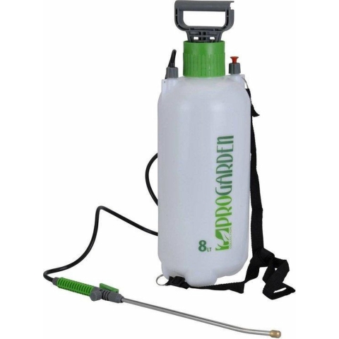 Drukspuit - 8 liter - met pomp - kunststof - wit/groen - plantenspuit/druksproeier -