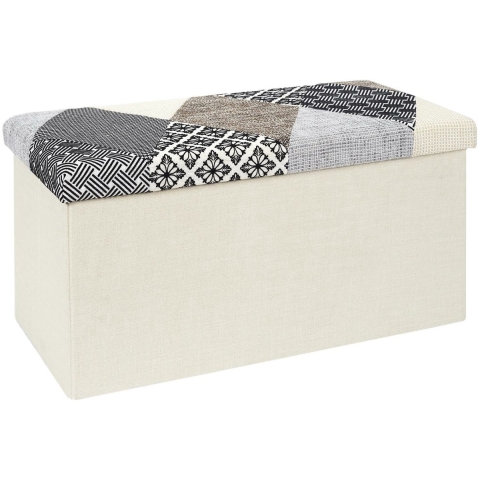 Hocker/poef opvouwbaar - multicolor - Lapjes - polyester - 76 x 38 cm -