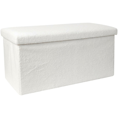 Hocker/poef opvouwbaar - wit - natuurlijk - MDF - 76 x 38 cm -