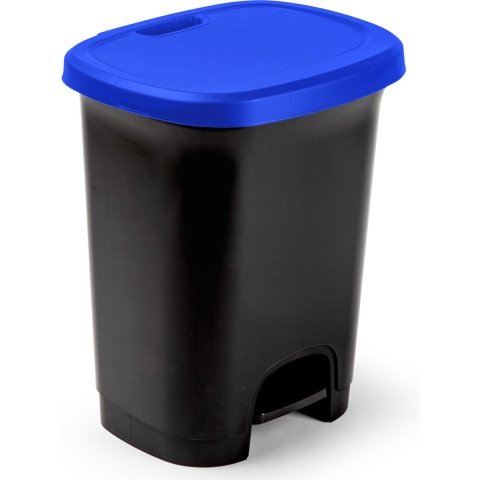 Plasticforte Pedaalemmer - zwart/ blauw - 27 liter - 38 x 32 x 45 cm - prullenbak -