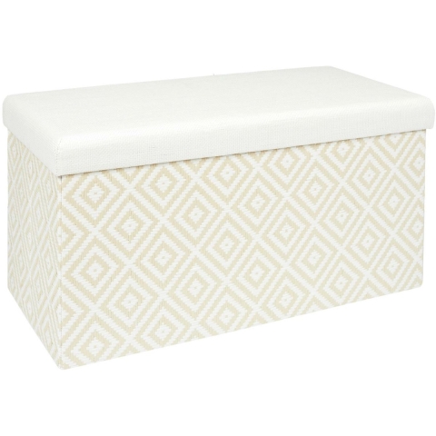 Hocker/poef opvouwbaar - wit/zwart - Truni - polyester - 76 x 38 cm -