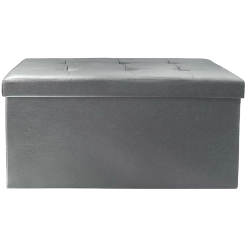 Hocker/poef opvouwbaar - grijs - Eccense - polyester/MDF - 76 x 38 cm -