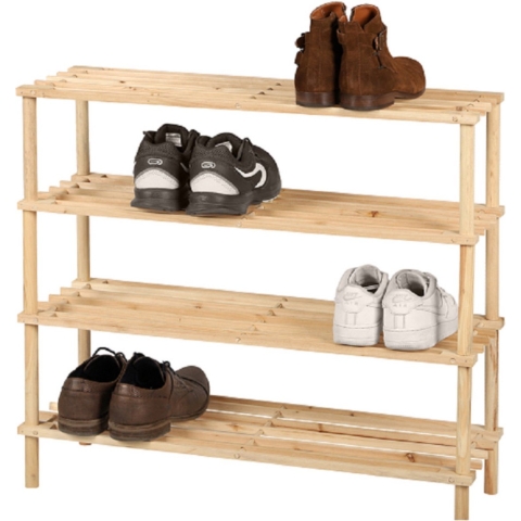 Schoenenrek/schoenenkast - lichtbruin - 12x paar schoenen - hout - 73 x 26 x 68 cm -