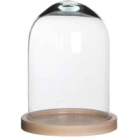 Mica Decorations Stolp Hella - glas en eikenhout - 17 x 23 cm - Home Deco stolpen -