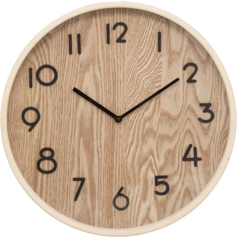 Wandklok/muur klok - Woody - Dia 38 cm - hout - beige - keuken/kamer -