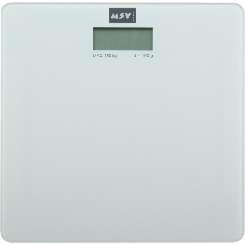 MSV Personen weegschaal - ivoor wit - glas - 30 x 30 cm - digitaal -