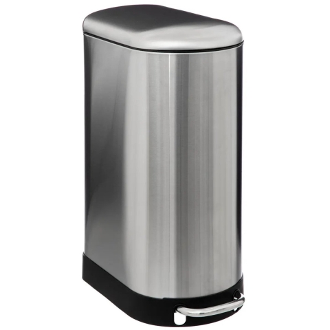 Prullenbak/pedaalemmer Ariane - zilver - rvs metaal - 30 liter - 42 x 25 x 62 cm - keuken -
