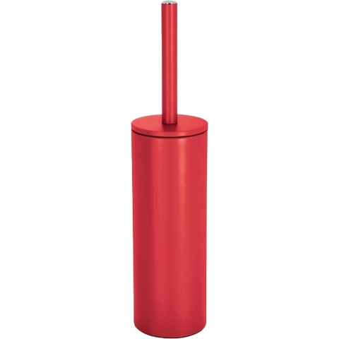 Luxe Toiletborstel in houder Cannes - rood - metaal - 40 x 9 cm - met binnenbak -