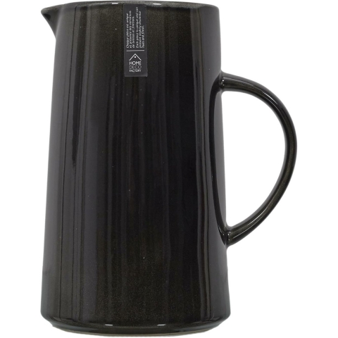 Home Deco Factory Schenkkan water/wijn karaf Arenka - keramiek - zwart - 1500 ml - 11 x 21 cm -