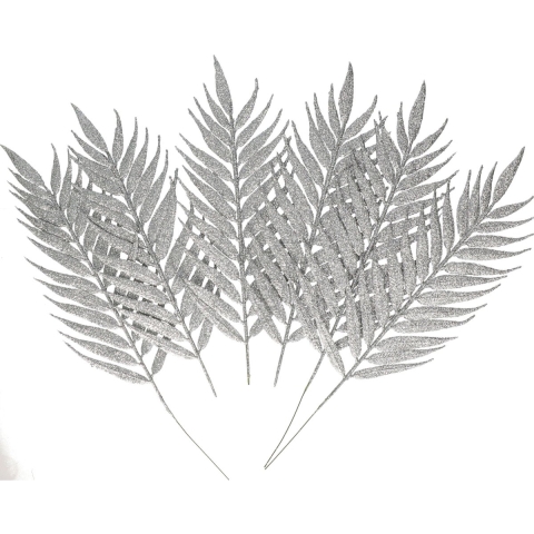 Kerst decoratie insteek bladeren - takjes - 12x stuks - zilver - 29 cm - kerstversiering -