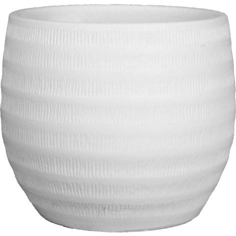 Floran Bloempot Lena - wit - geribbeld - keramiek - 24 x 21 cm -