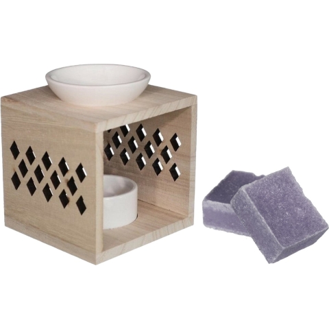 Amberblokjes/geurblokjes cadeauset - lavendel geur - inclusief geurbrander -
