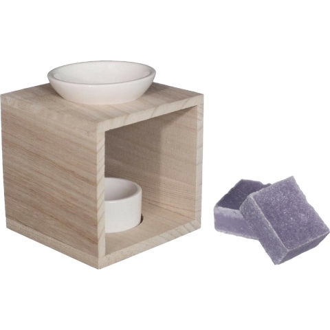 Amberblokjes/geurblokjes cadeauset - lavendel geur - inclusief geurbrander -