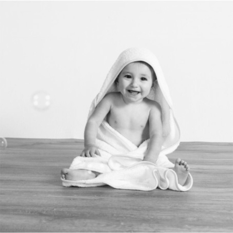 Towel City TC36 Babies Hooded Towel - White/Blue - 75 x 75 cm