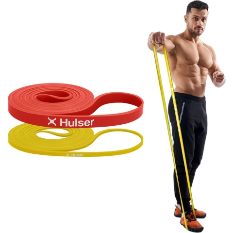 Hulser Resistance band set 2-delig - 2 tot 15 kg - 104 / 208 cm - Weerstandsband voor pull up - Fitness weerstandband - Stretch elastiek - Bands - Power band weerstandselastiek