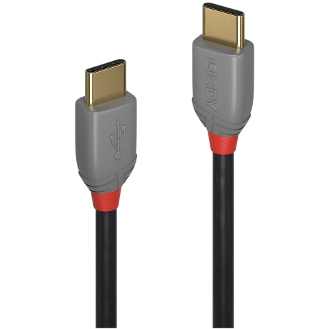 LINDY USB-kabel USB 2.0 USB-C stekker, USB-C stekker 3.00 m Zwart, Grijs 36873