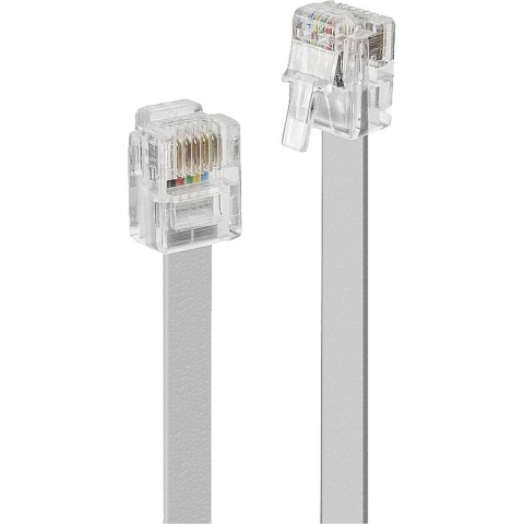 LINDY Telefoon (analoog) Aansluitkabel [1x RJ12-stekker 6p6c - 1x RJ12-stekker 6p6c] 20 m Grijs
