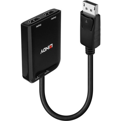 LINDY 38433 DisplayPort / HDMI Adapter [1x DisplayPort - 2x HDMI] Zwart 0 m