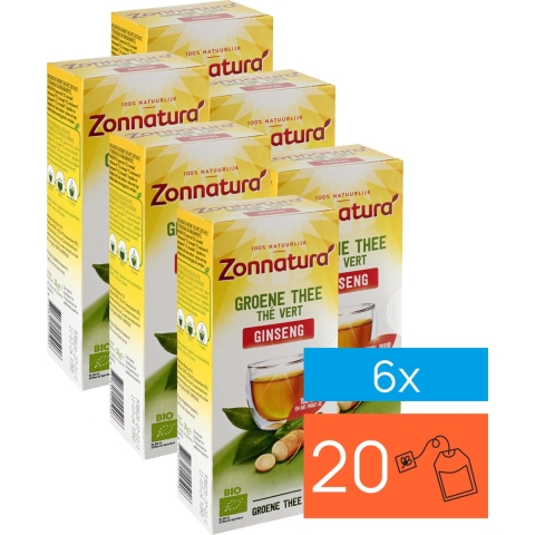 6x Zonnatura Groene Thee Bio Gingseng 20 stuks