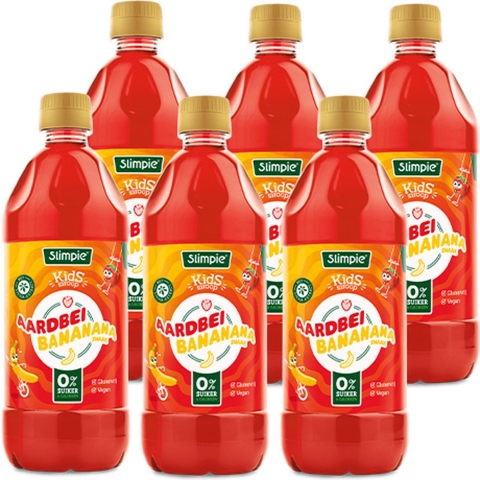 6x Slimpie Siroop Kids Aardbei Bananana 580 ml