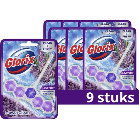 9x Glorix Toiletblok Power Clean Lavendel
