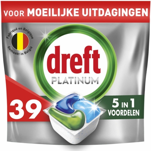 2e halve prijs: Dreft Vaatwastabletten Platinum All In One Original 39 stuks