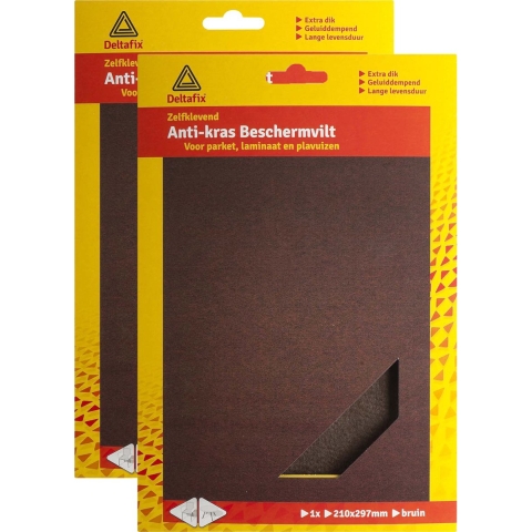 Anti-krasvilt - 2x A4 knipvel - bruin - 210 x 297 mm - rechthoek - zelfklevend - meubel beschermvil -