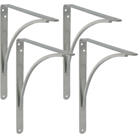 AMIG Plankdrager/planksteun van metaal - 4x - gelakt zilvergrijs - H150 x B125 mm - Tot 105 kg -