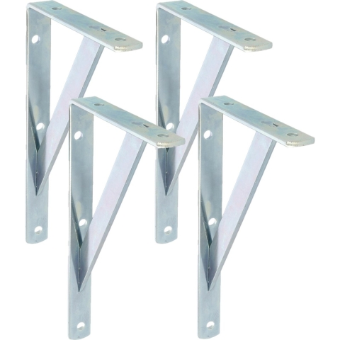 AMIG Plankdrager/planksteun van metaal - 4x - gelakt zilver - H200 x B125 mm - Tot 320 kg -