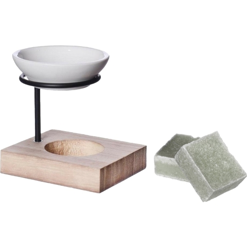 Amberblokjes/geurblokjes cadeauset - eucalyptus geur - inclusief geurbrander -