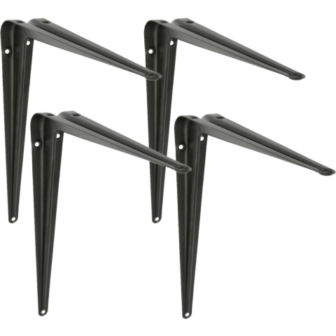 AMIG Plankdrager/planksteun van metaal - 4x - gelakt zwart - H450 x B400 mm -