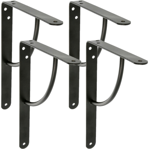 AMIG Plankdrager/planksteun van metaal - 4x - gelakt zwart - H150 x B125 mm - Tot 110 kg -