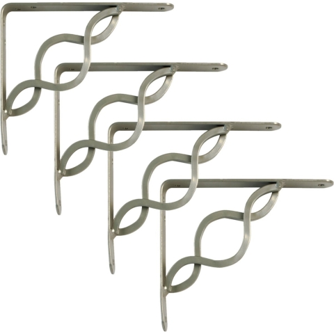 AMIG Plankdrager/steun/beugel Decoratief - 4x - metaal - zilver - H150 x B125 mm - Tot 195 kg -