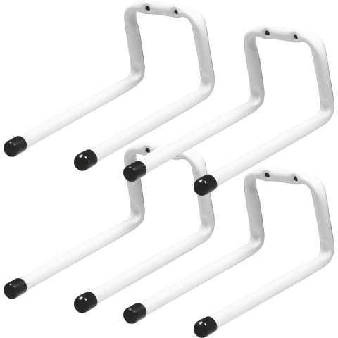 Garage wand/muur ophanghaken - 4x - metaal - wit - H12 cm x L19 cm -