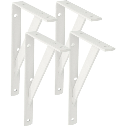 AMIG Plankdrager/planksteun van metaal - 4x - gelakt wit - H200 x B125 mm - Tot 320 kg -