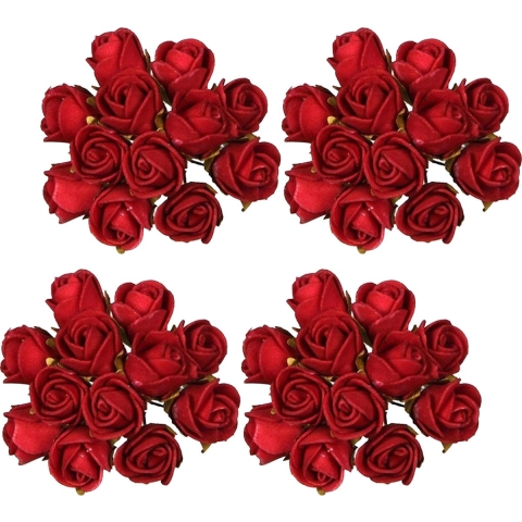 Decoratie roosjes foam - 10x - bosje van 12 st - rood - Dia 2 cm - hobby/DIY bloemetjes -