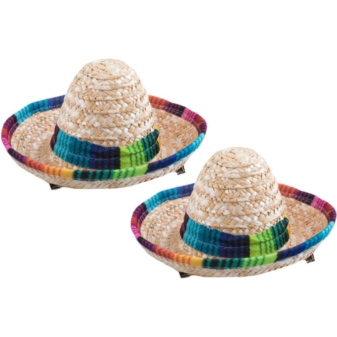 Mexicaanse mini Sombrero hoedje voor dames - 4x - carnaval/verkleed accessoires - multi kleuren - st -