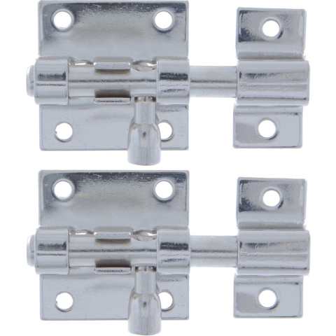 AMIG schuifslot/plaatgrendel - 4x - staal - 5 x 2.75 cm - vernikkeld staal - deur - schutting - hek -