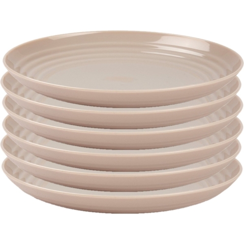 Rond bord/camping bord - 6x - Dia 25 cm - beige - kunststof - onbreekbaar -