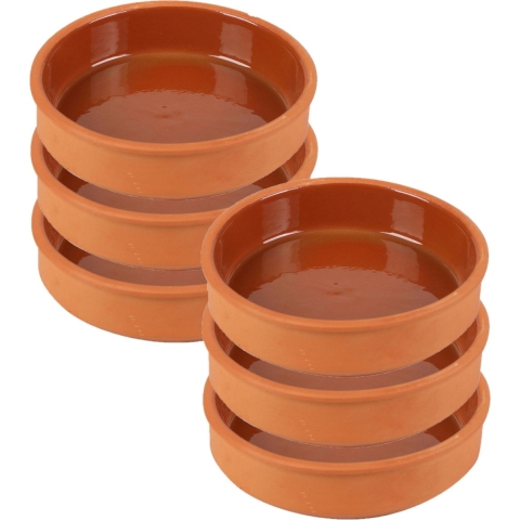 Tapas/sauzen/hapjes serveer schaaltjes set - 6x stuks - terracotta - 16 x 4 cm p/st -