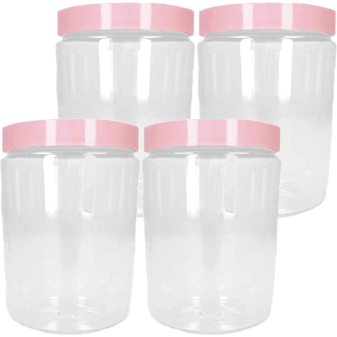 Voorraadpot/bewaarpot - 6x - 600 ml - kunststof - oud roze - B10 x H12 cm -