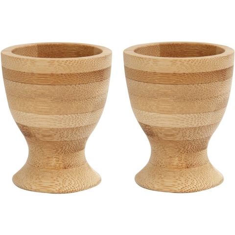 6x stuks eierdopjes van hout 6 cm -